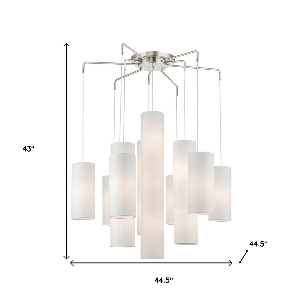 Nickel Multi Light Metal Dimmable Chandelier With Shades HomeRoots