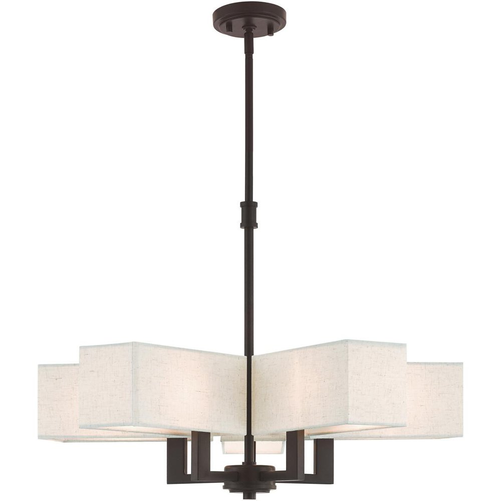 Bronze Five Light Metal Dimmable Chandelier With Shades HomeRoots