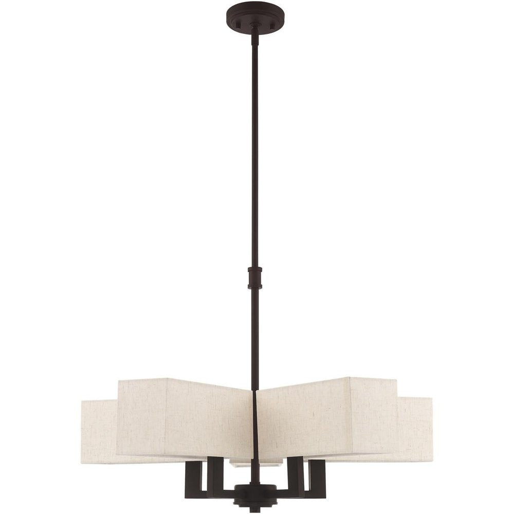Bronze Five Light Metal Dimmable Chandelier With Shades HomeRoots
