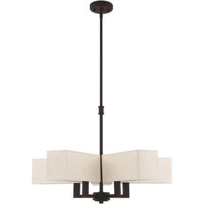 Bronze Five Light Metal Dimmable Chandelier With Shades HomeRoots