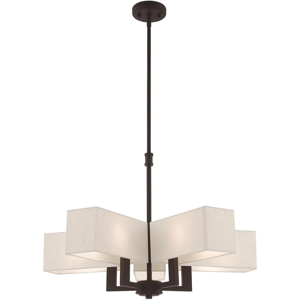 Bronze Five Light Metal Dimmable Chandelier With Shades HomeRoots