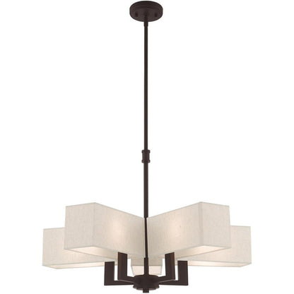 Bronze Five Light Metal Dimmable Chandelier With Shades HomeRoots