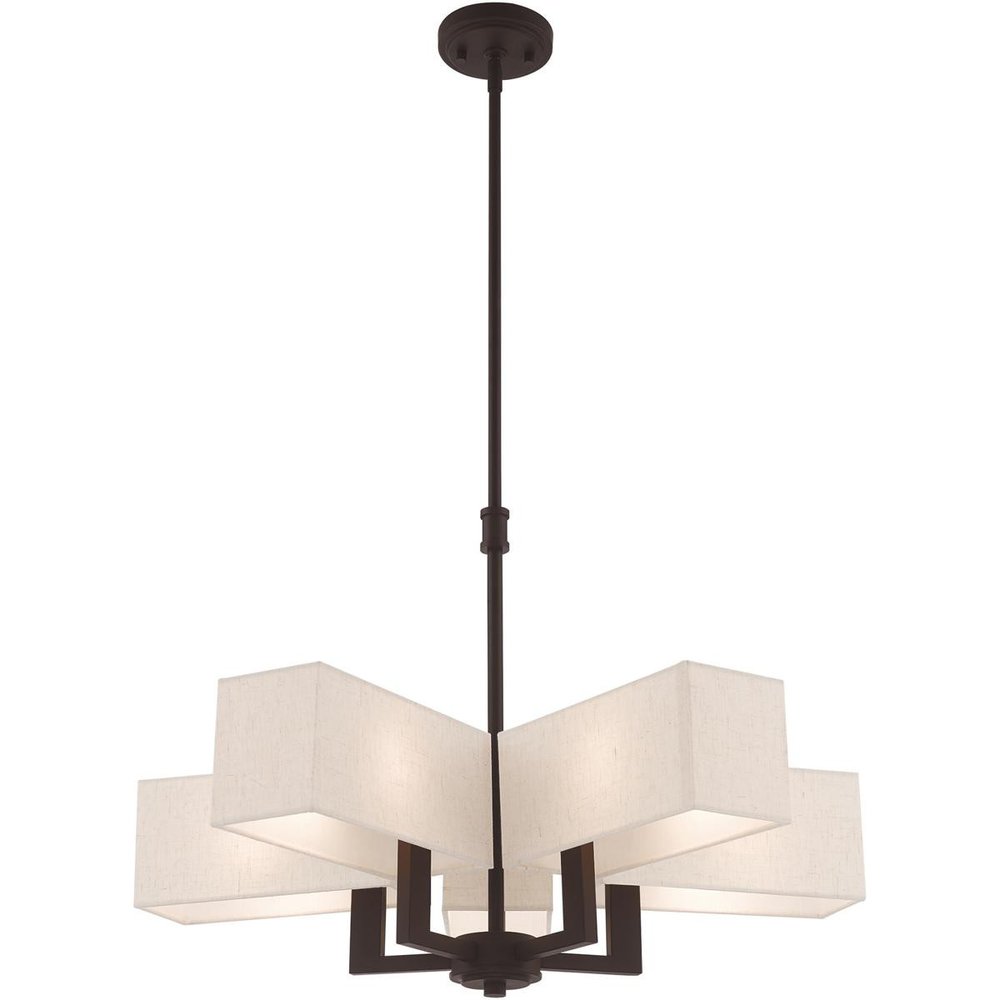 Bronze Five Light Metal Dimmable Chandelier With Shades HomeRoots