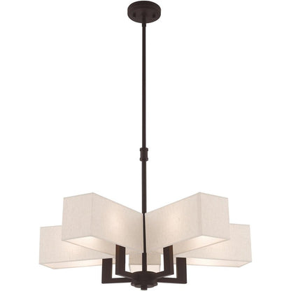 Bronze Five Light Metal Dimmable Chandelier With Shades HomeRoots