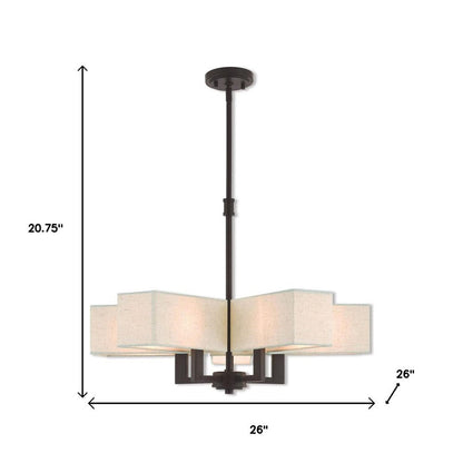 Bronze Five Light Metal Dimmable Chandelier With Shades HomeRoots