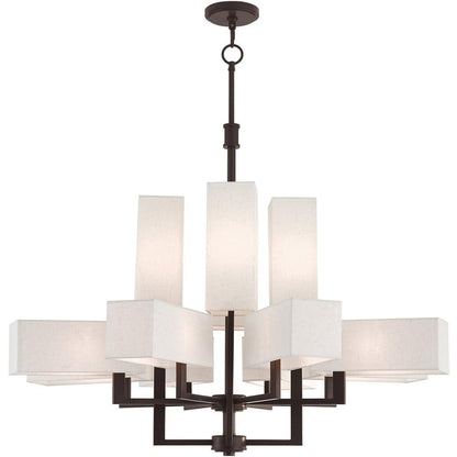 Bronze Twelve Light Metal Dimmable Chandelier With Shades HomeRoots