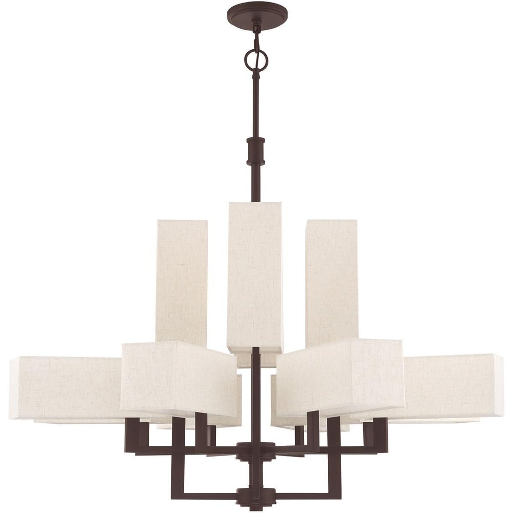 Bronze Twelve Light Metal Dimmable Chandelier With Shades HomeRoots