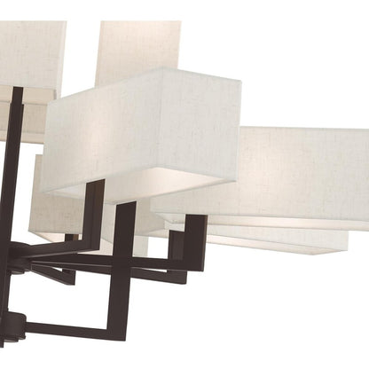 Bronze Twelve Light Metal Dimmable Chandelier With Shades HomeRoots