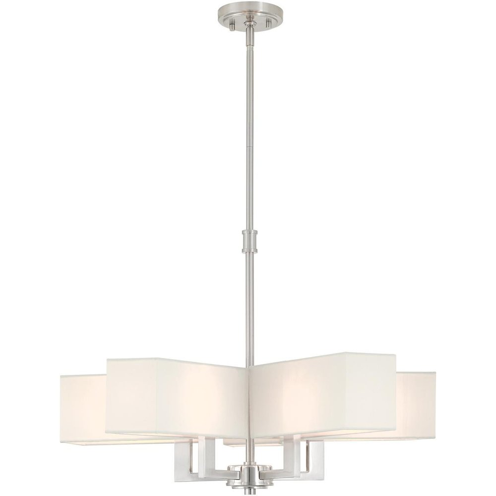 Nickel Five Light Metal Dimmable Chandelier With Shades HomeRoots