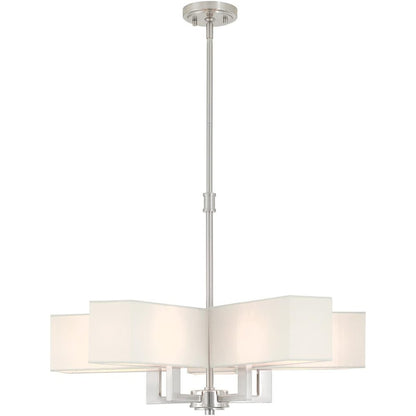 Nickel Five Light Metal Dimmable Chandelier With Shades HomeRoots