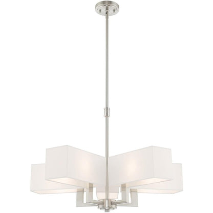 Nickel Five Light Metal Dimmable Chandelier With Shades HomeRoots