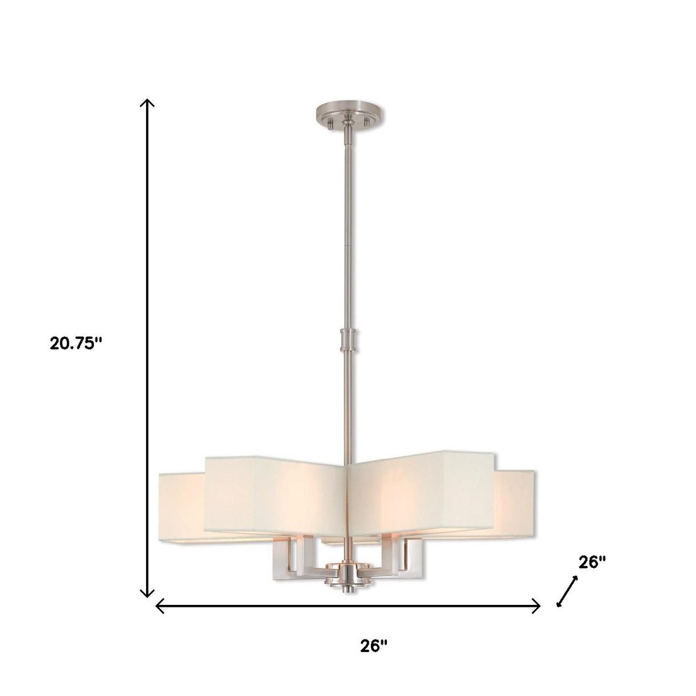 Nickel Five Light Metal Dimmable Chandelier With Shades HomeRoots