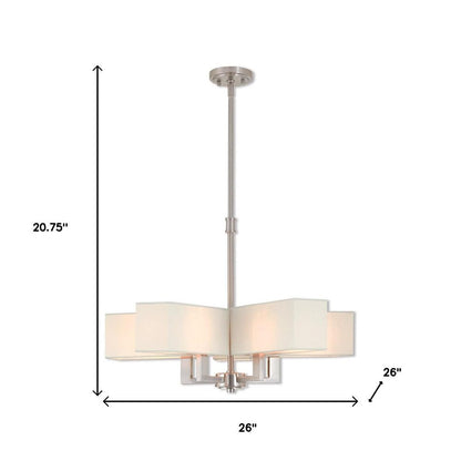 Nickel Five Light Metal Dimmable Chandelier With Shades HomeRoots