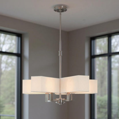 Nickel Five Light Metal Dimmable Chandelier With Shades HomeRoots