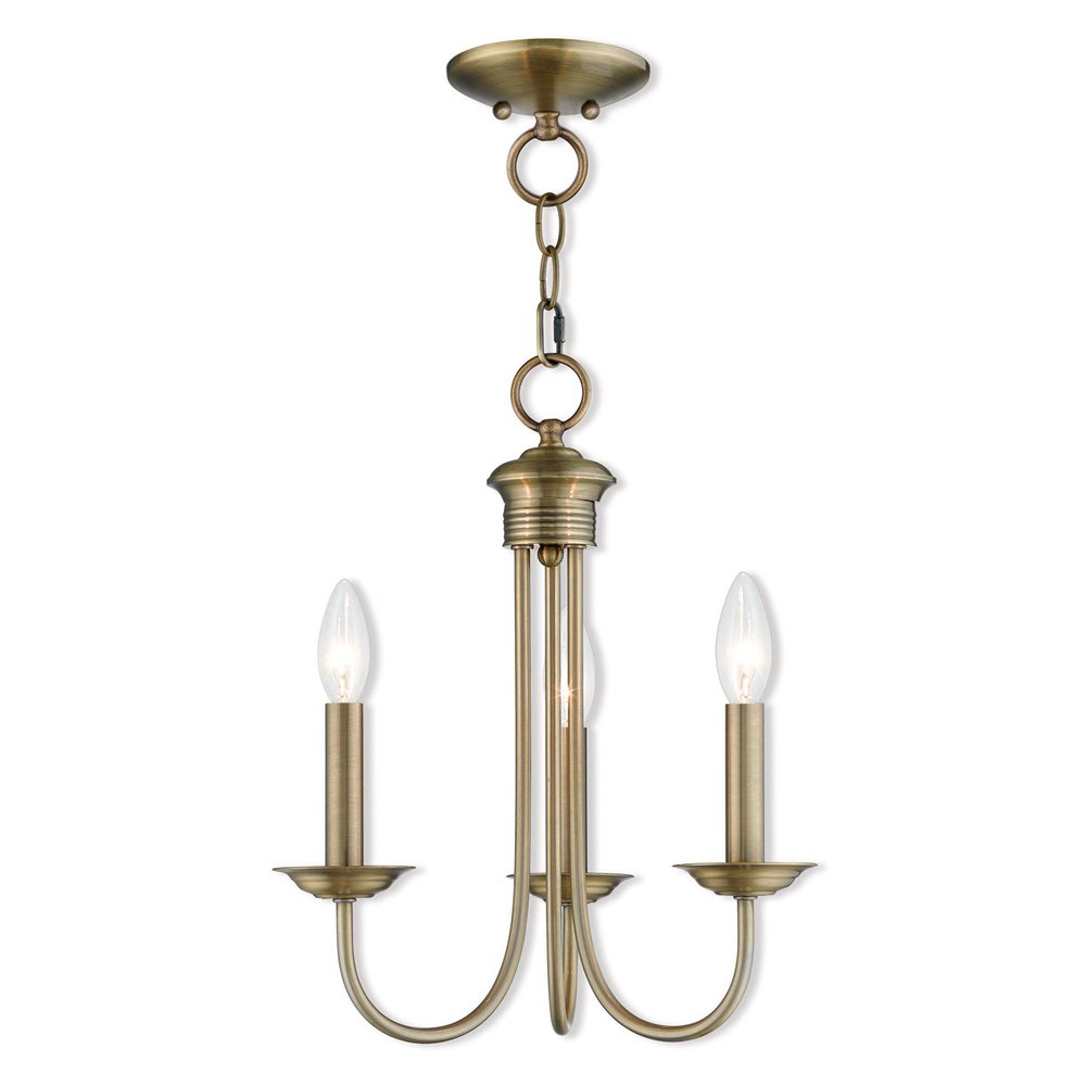 Antiqued Brass Three Light Metal Dimmable Chandelier With Shades HomeRoots