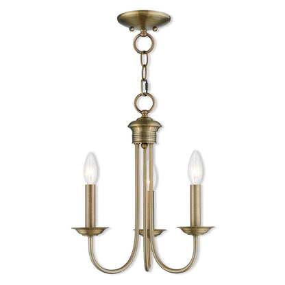 Antiqued Brass Three Light Metal Dimmable Chandelier With Shades HomeRoots
