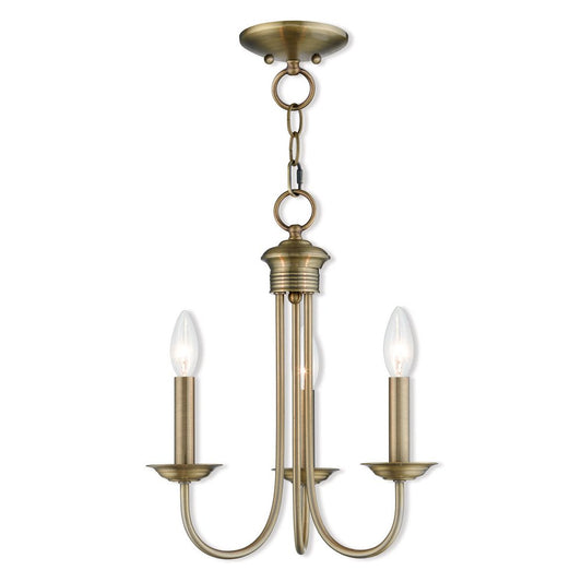 Antiqued Brass Three Light Metal Dimmable Chandelier With Shades HomeRoots