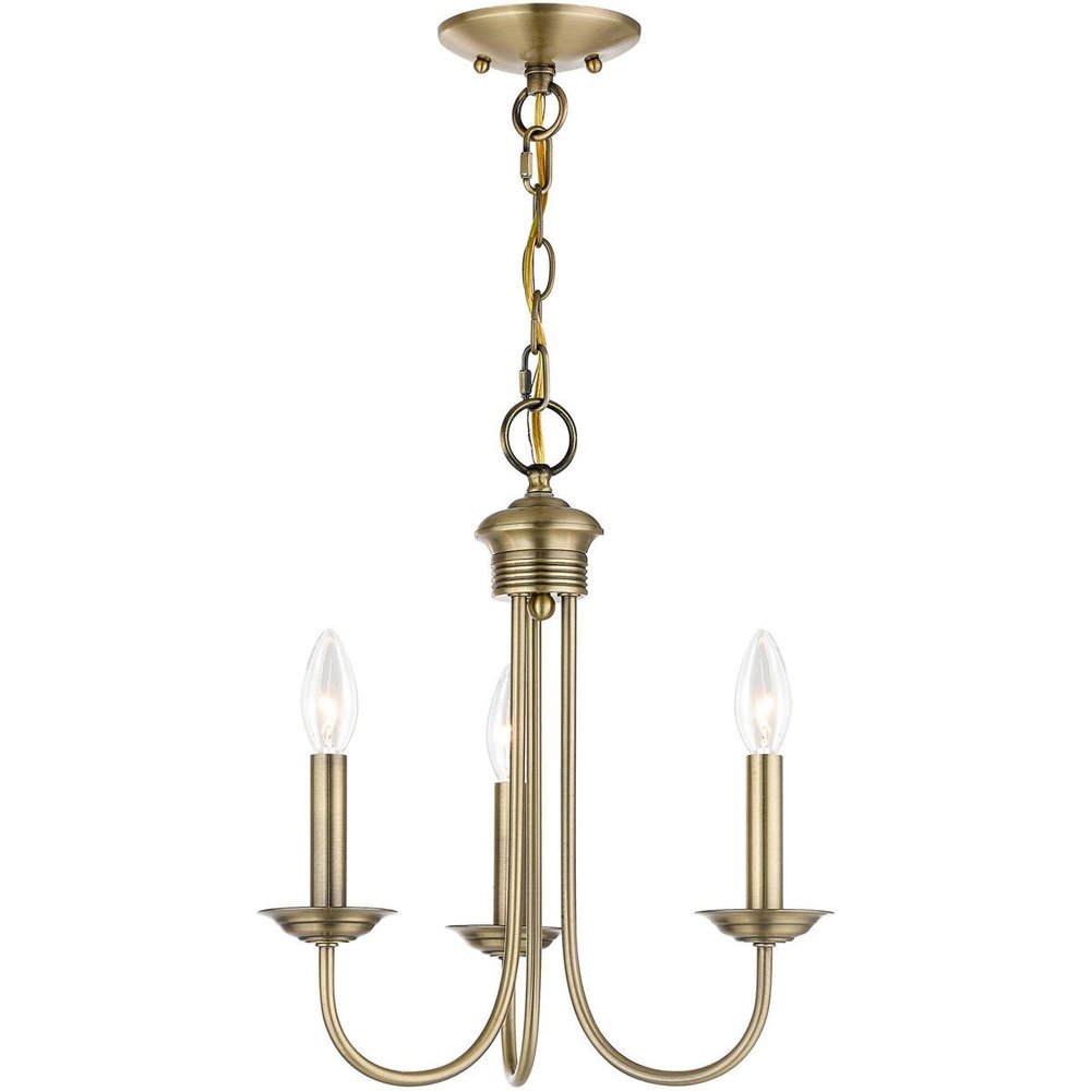 Antiqued Brass Three Light Metal Dimmable Chandelier With Shades HomeRoots