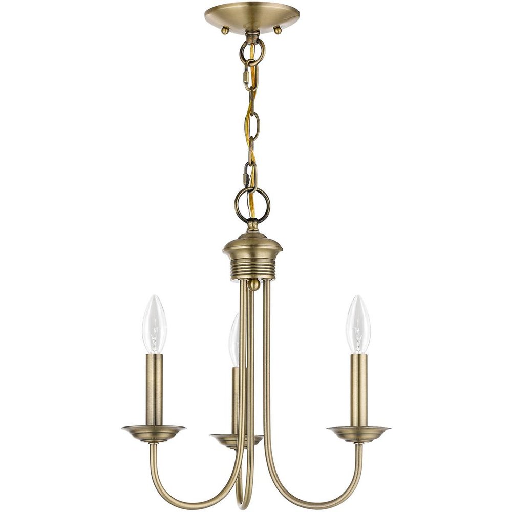 Antiqued Brass Three Light Metal Dimmable Chandelier With Shades HomeRoots