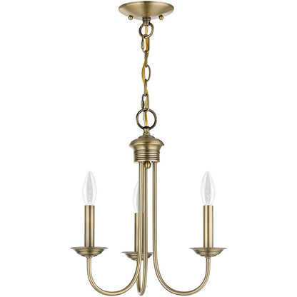 Antiqued Brass Three Light Metal Dimmable Chandelier With Shades HomeRoots