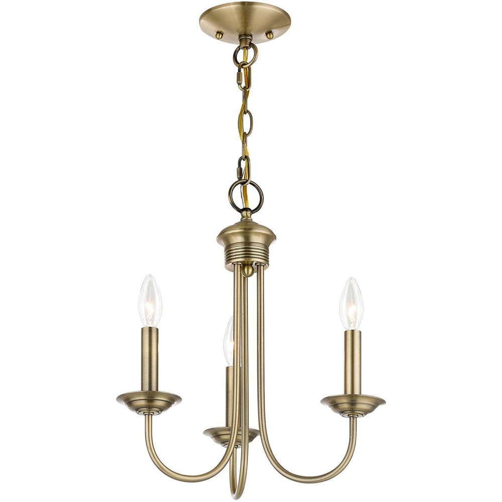 Antiqued Brass Three Light Metal Dimmable Chandelier With Shades HomeRoots