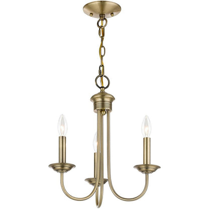 Antiqued Brass Three Light Metal Dimmable Chandelier With Shades HomeRoots