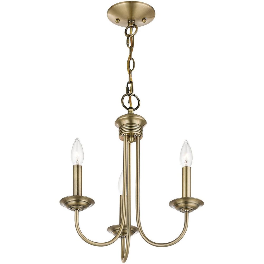 Antiqued Brass Three Light Metal Dimmable Chandelier With Shades HomeRoots