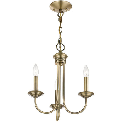 Antiqued Brass Three Light Metal Dimmable Chandelier With Shades HomeRoots