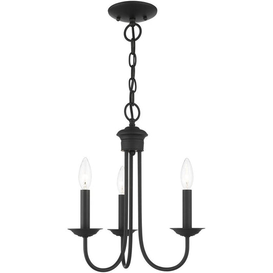 Black Three Light Metal Dimmable Chandelier With Shades HomeRoots