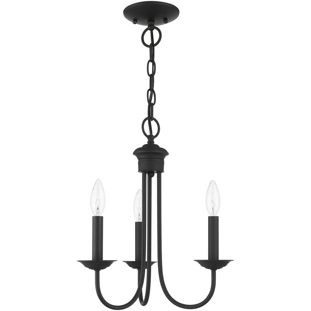 Black Three Light Metal Dimmable Chandelier With Shades HomeRoots