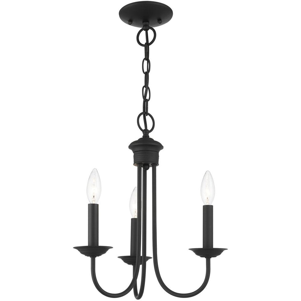 Black Three Light Metal Dimmable Chandelier With Shades HomeRoots