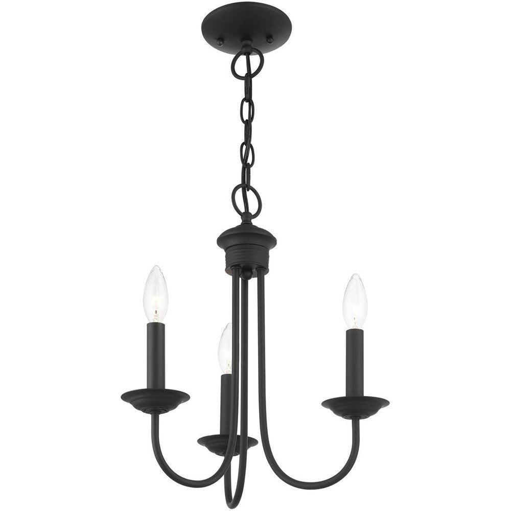 Black Three Light Metal Dimmable Chandelier With Shades HomeRoots
