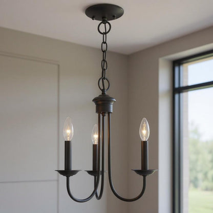 Black Three Light Metal Dimmable Chandelier With Shades HomeRoots