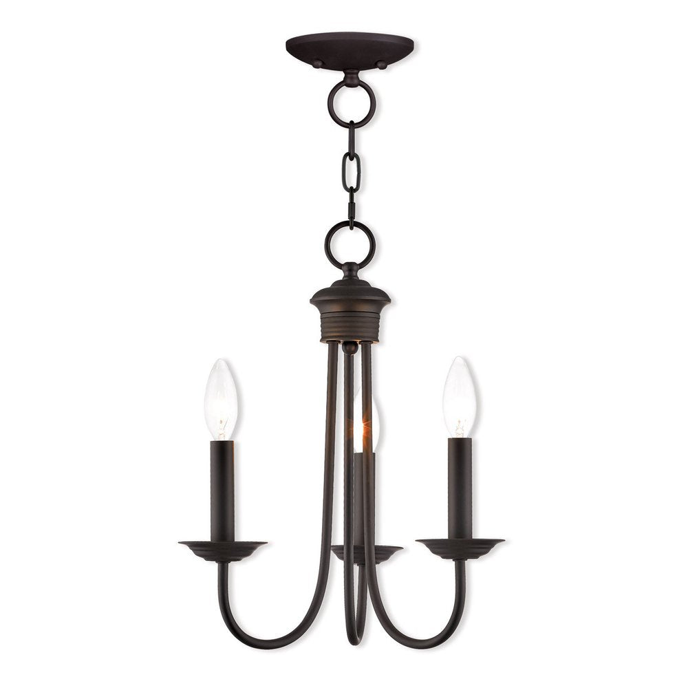 Bronze Three Light Metal Dimmable Chandelier With Shades HomeRoots