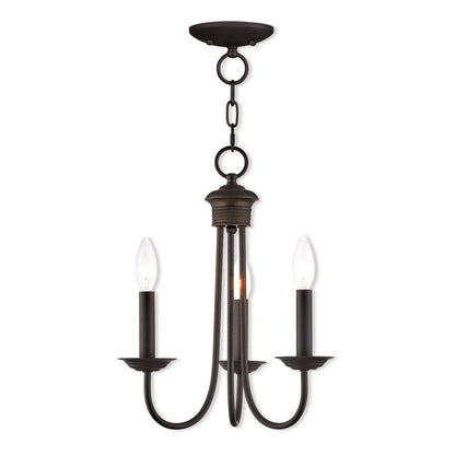 Bronze Three Light Metal Dimmable Chandelier With Shades HomeRoots
