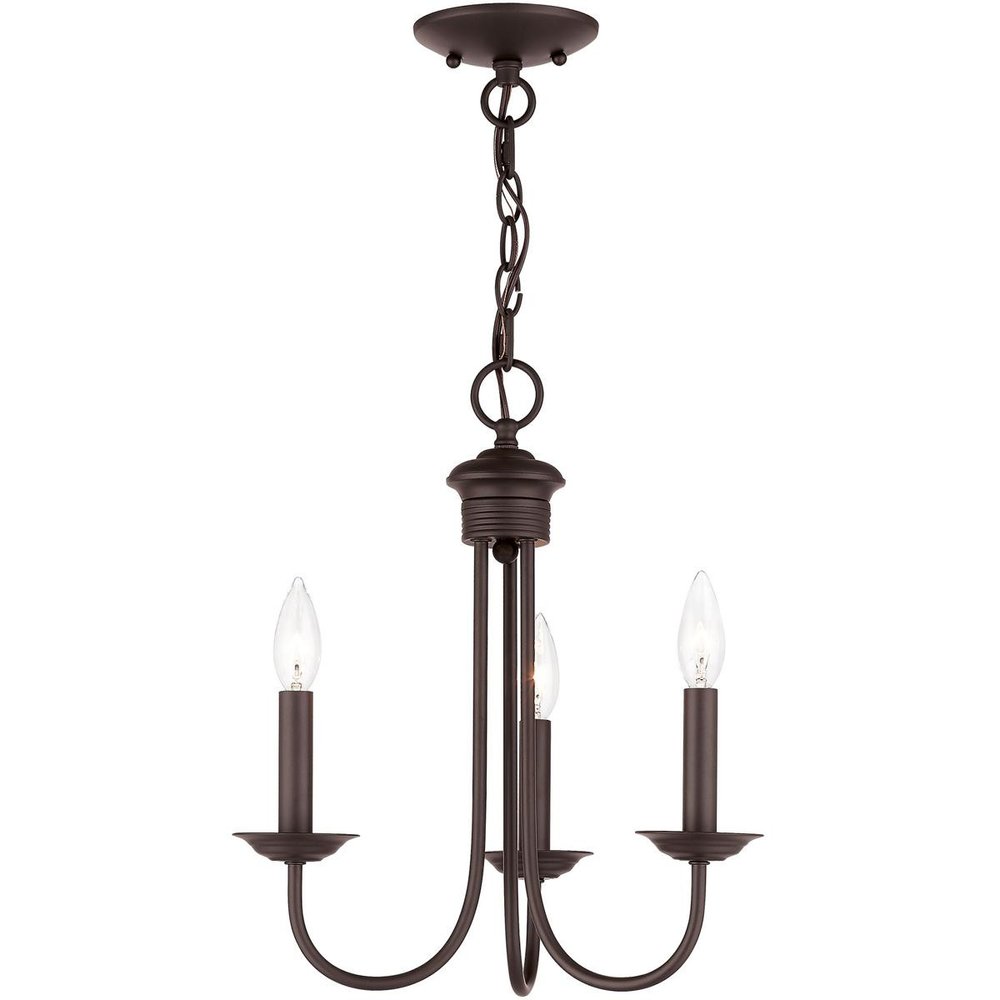 Bronze Three Light Metal Dimmable Chandelier With Shades HomeRoots