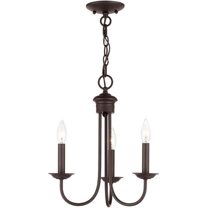 Bronze Three Light Metal Dimmable Chandelier With Shades HomeRoots