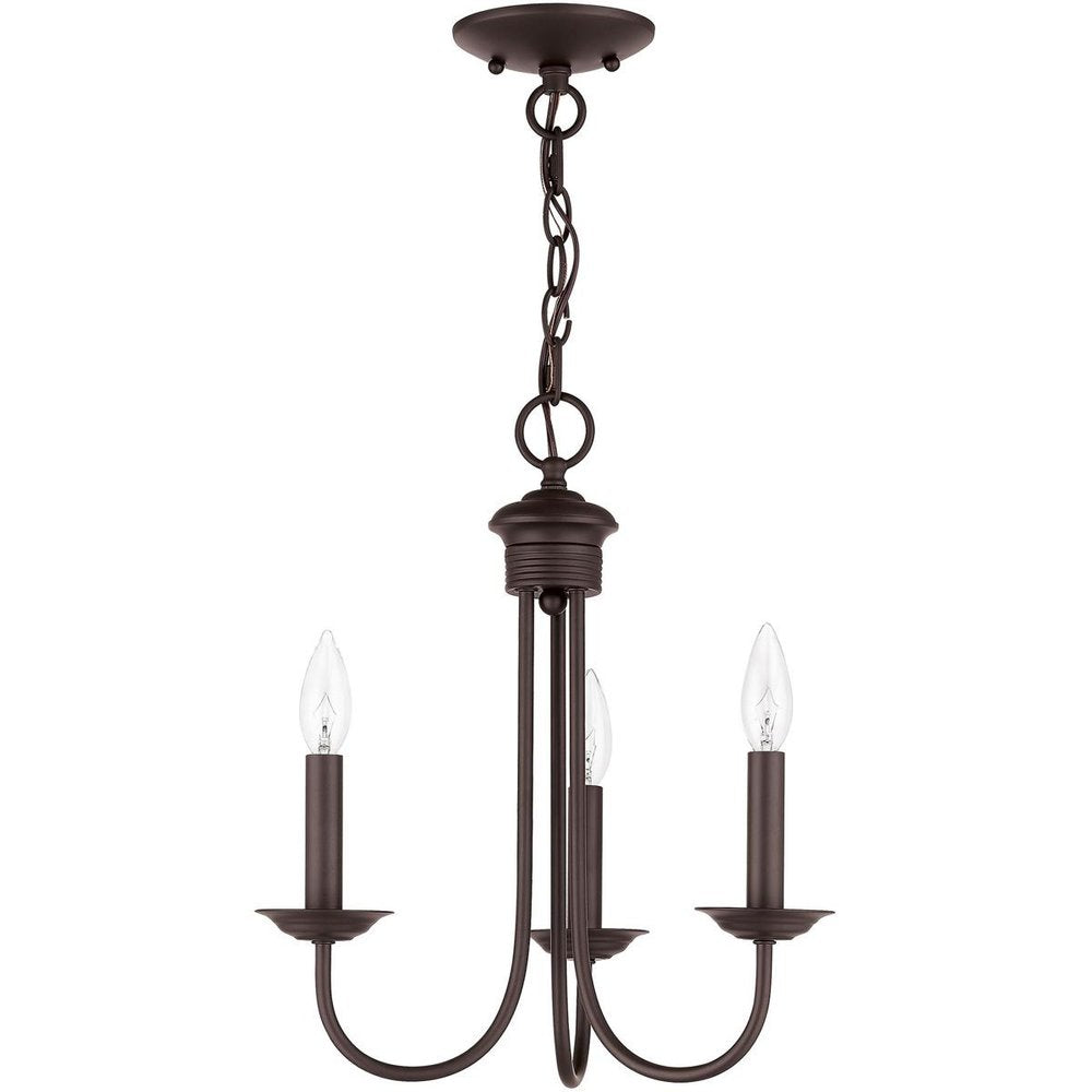 Bronze Three Light Metal Dimmable Chandelier With Shades HomeRoots