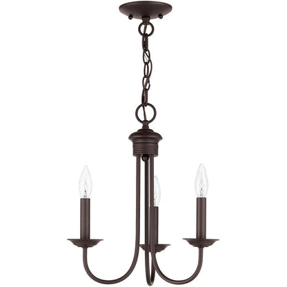 Bronze Three Light Metal Dimmable Chandelier With Shades HomeRoots