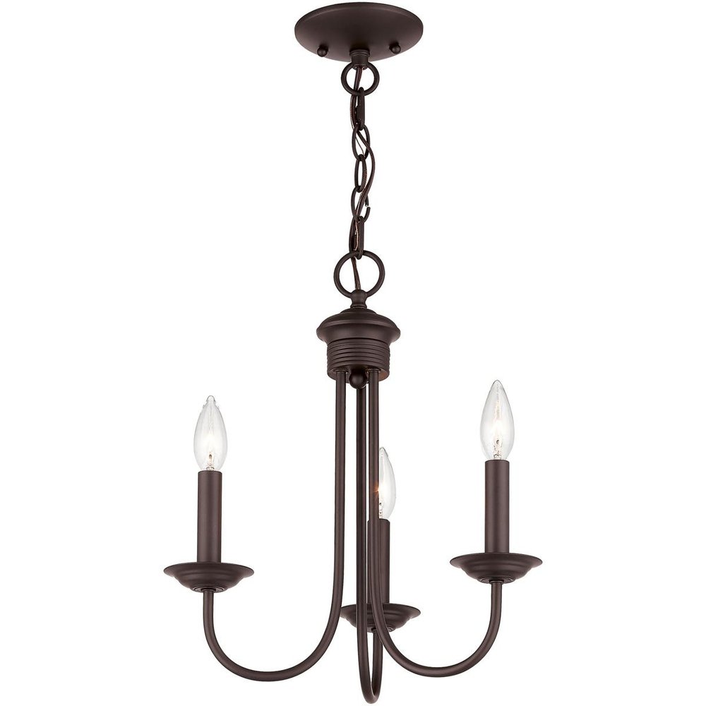 Bronze Three Light Metal Dimmable Chandelier With Shades HomeRoots