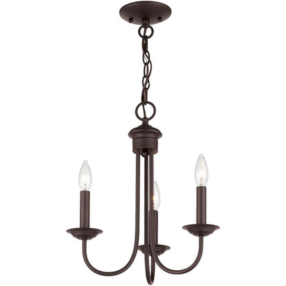 Bronze Three Light Metal Dimmable Chandelier With Shades HomeRoots