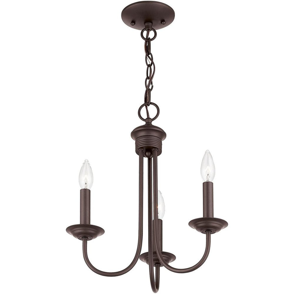 Bronze Three Light Metal Dimmable Chandelier With Shades HomeRoots