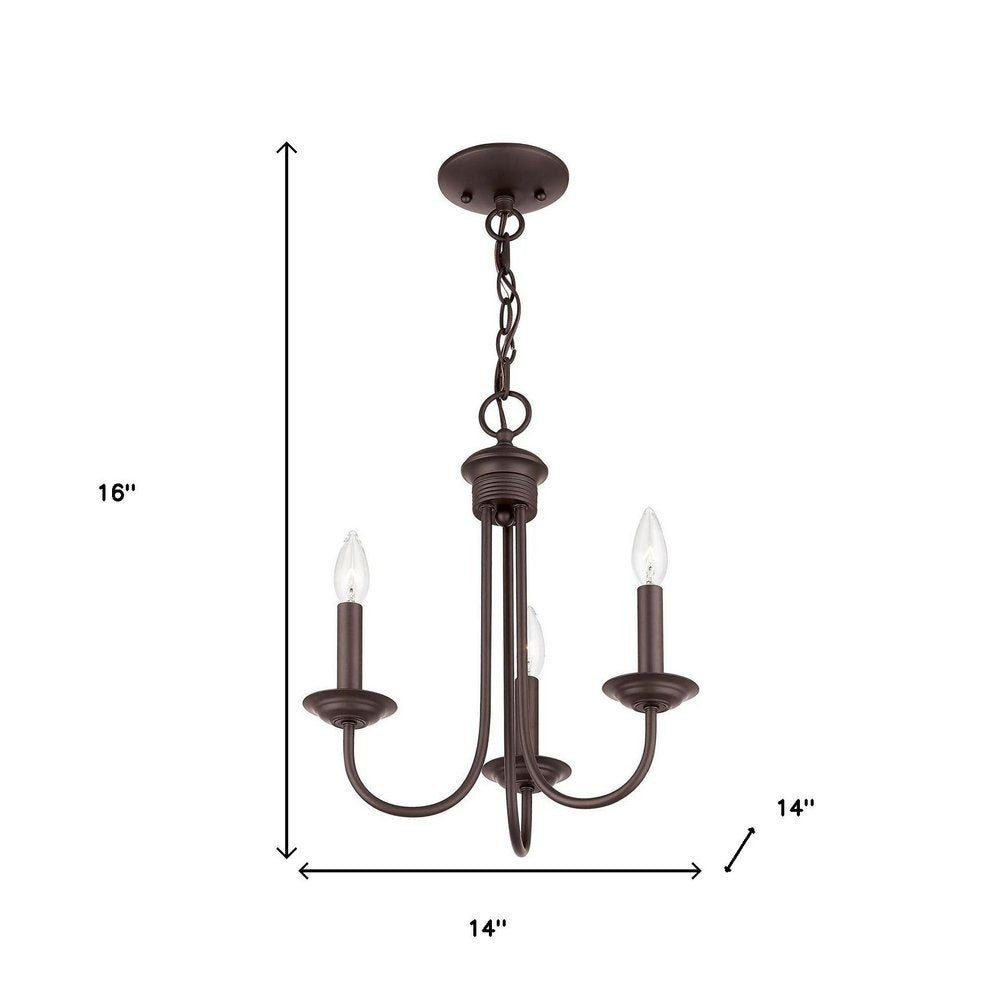 Bronze Three Light Metal Dimmable Chandelier With Shades HomeRoots