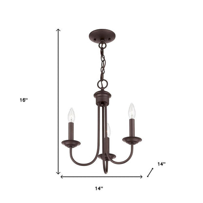 Bronze Three Light Metal Dimmable Chandelier With Shades HomeRoots