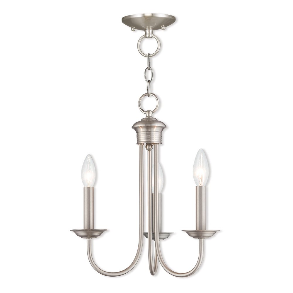 Nickel Three Light Metal Dimmable Chandelier With Shades HomeRoots