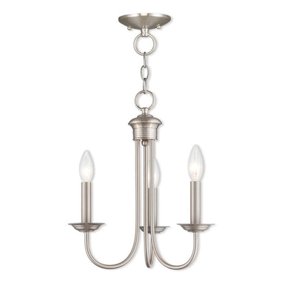 Nickel Three Light Metal Dimmable Chandelier With Shades HomeRoots