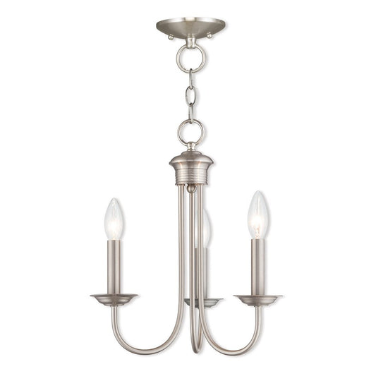 Nickel Three Light Metal Dimmable Chandelier With Shades HomeRoots