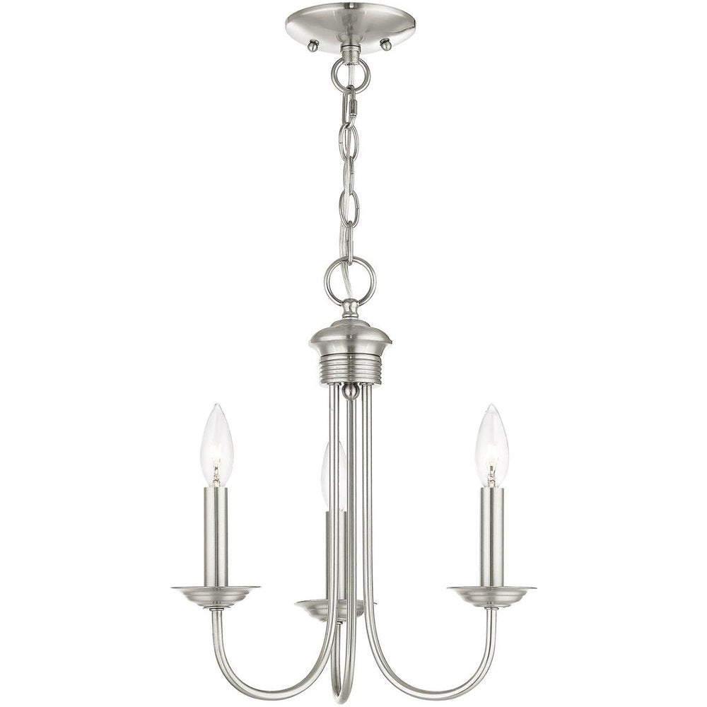 Nickel Three Light Metal Dimmable Chandelier With Shades HomeRoots