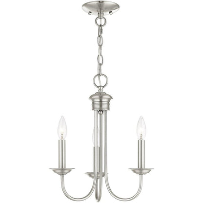 Nickel Three Light Metal Dimmable Chandelier With Shades HomeRoots
