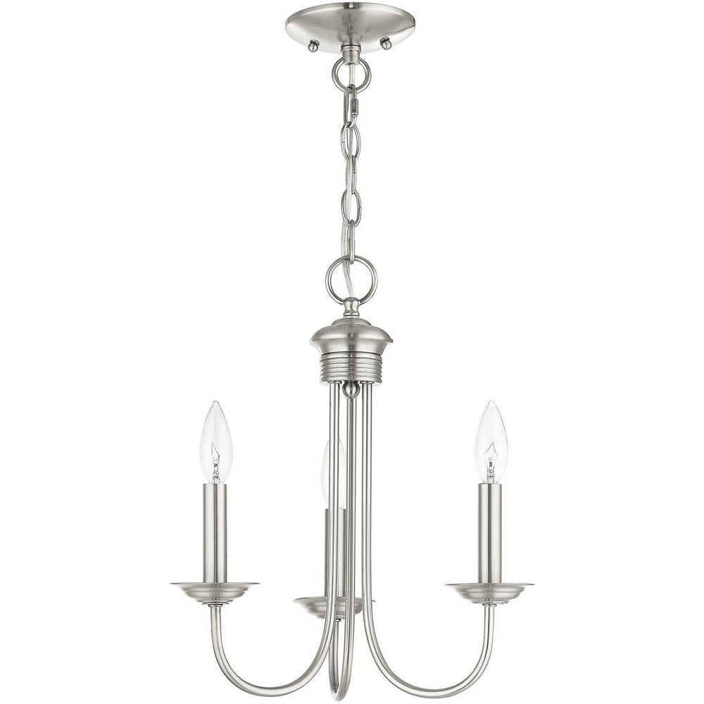 Nickel Three Light Metal Dimmable Chandelier With Shades HomeRoots